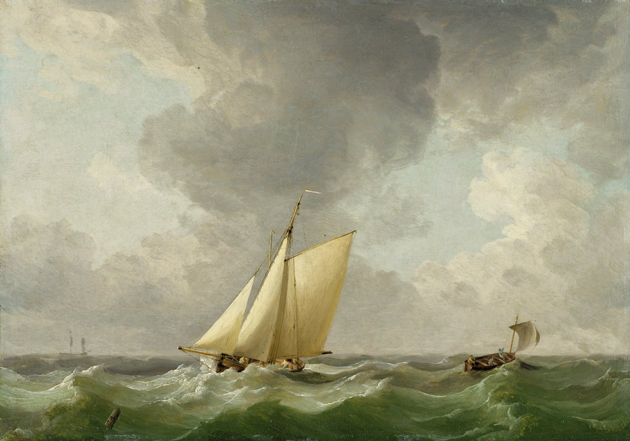 Een cutter in een sterke bries door Charles Brooking