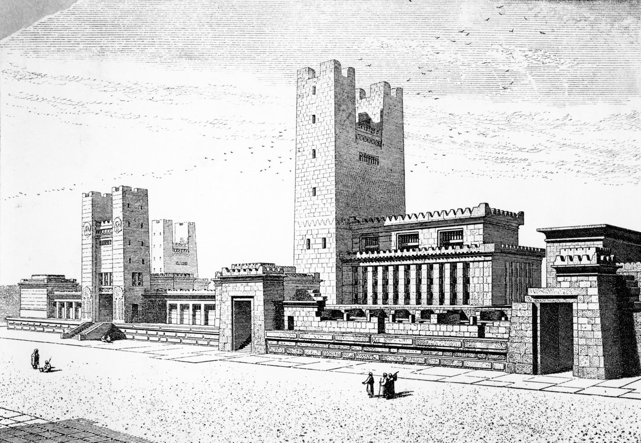 Reconstructie van de Tempel van Salomo in Jeruzalem, 1887 door Charles Chipiez