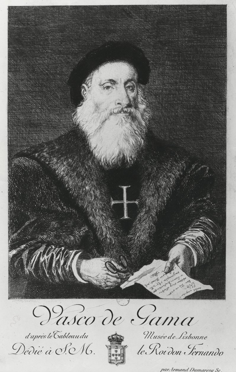 Portret van Vasco da Gama (1469-1524) door Charles Edouard Armand Dumaresq