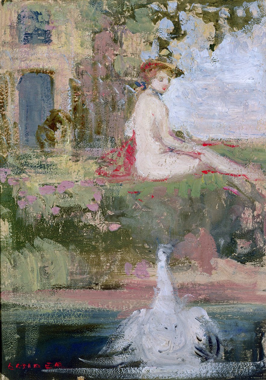 Leda en de zwaan door Charles Edward Conder