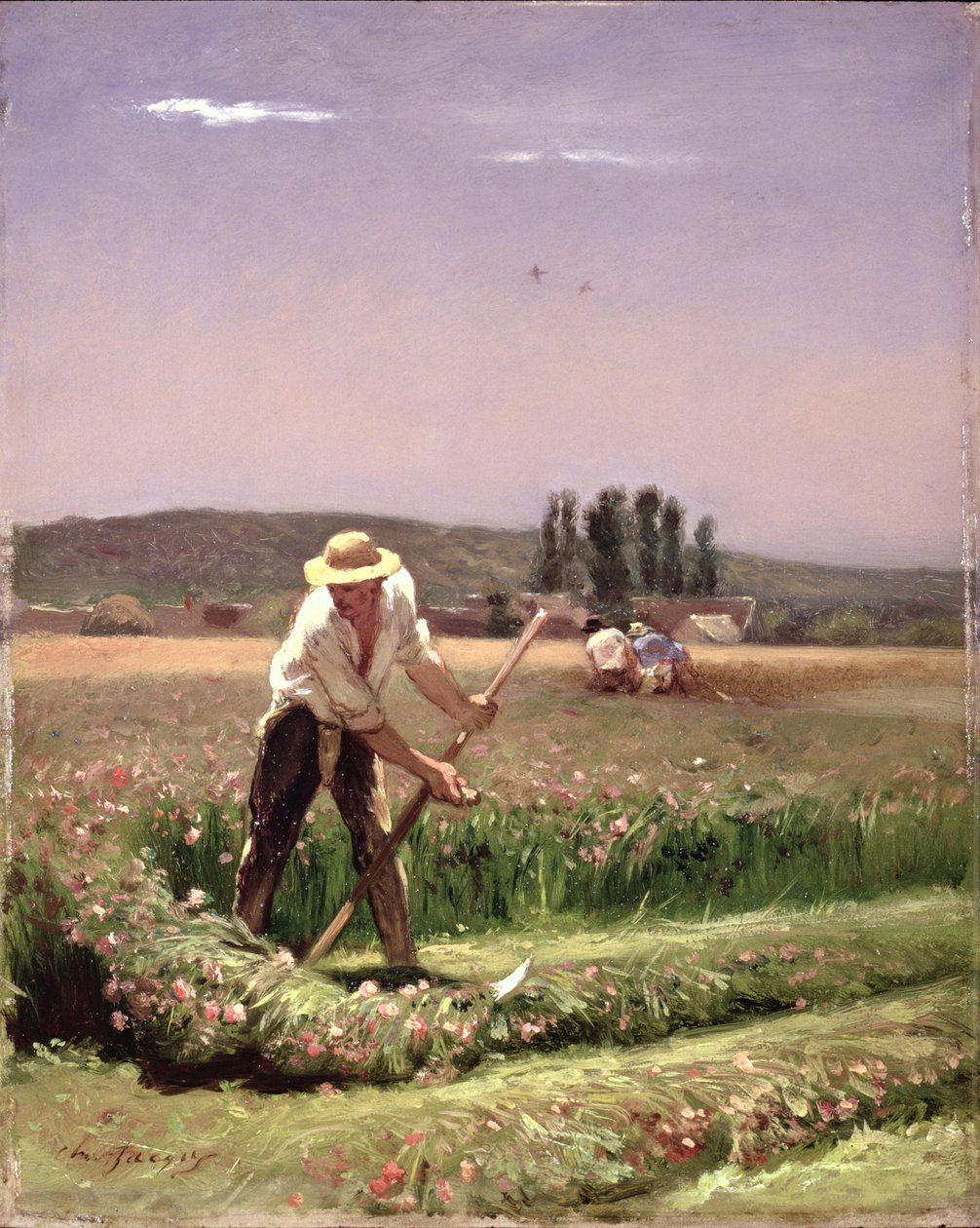 Een Boer die Maait door Charles Emile Jacque