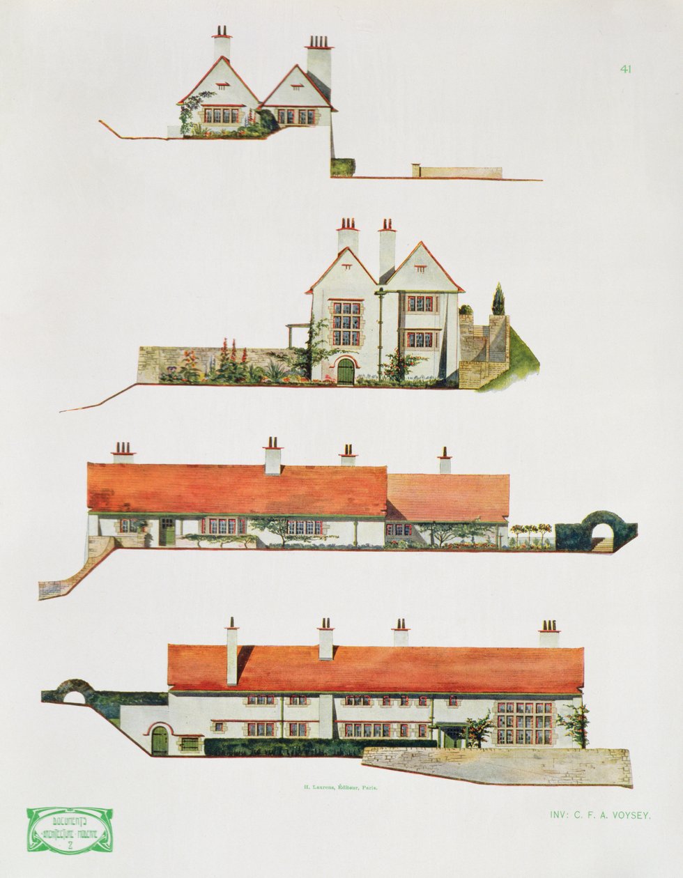 Ontwerp voor een klein landhuis, begin 1900 door Charles Francis Annesley Voysey