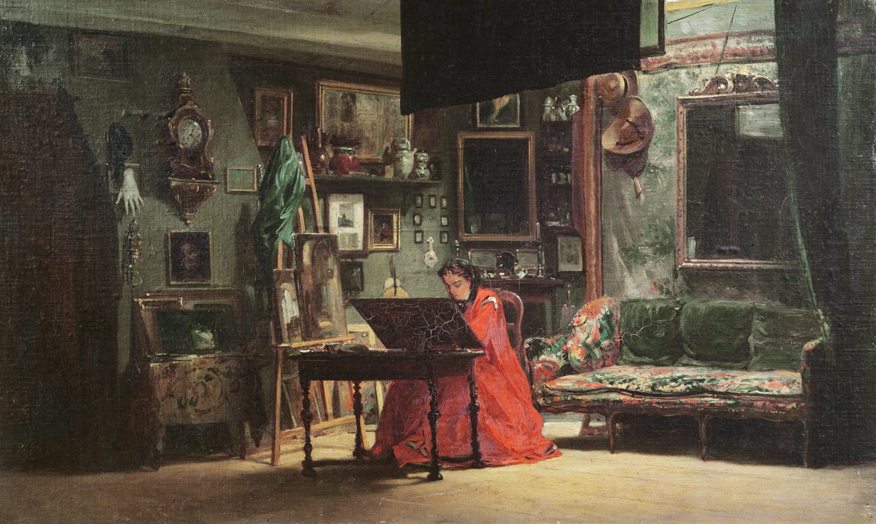 Prinses Mathilde Bonaparte (1820-1904) in haar studio door Charles Giraud