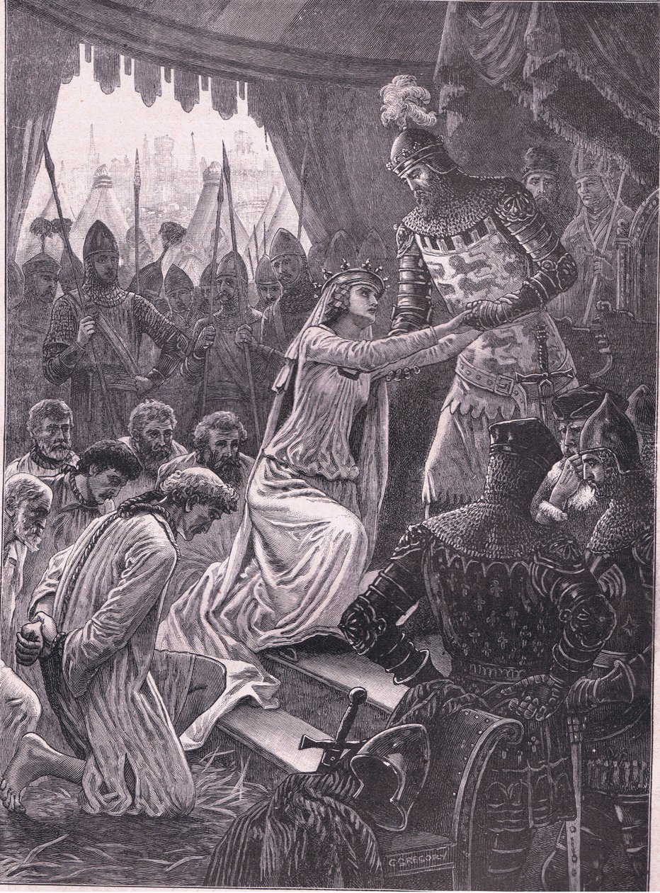 Koningin Philippa pleit voor de Burgers van Calais AD 1347 door Charles Gregory