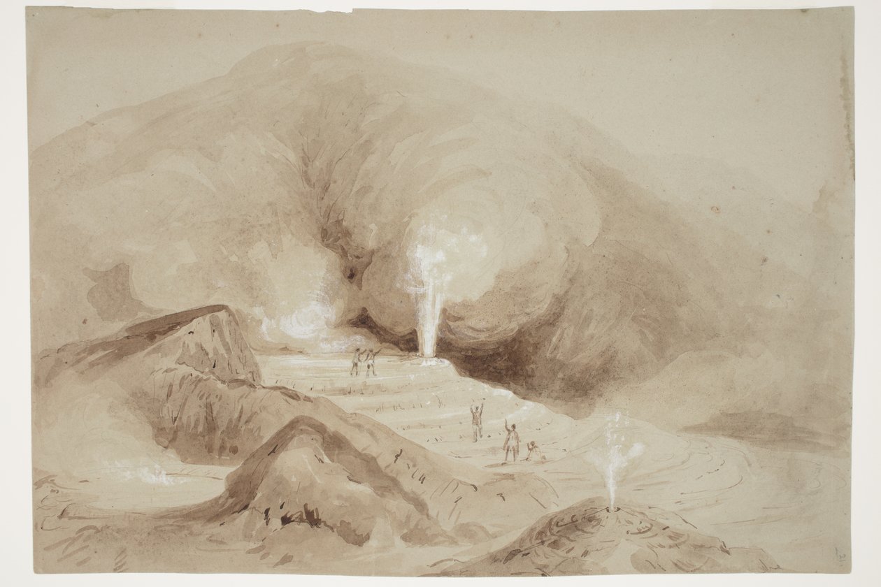 Intermitterende kokende bron bij Rotorua door Charles Heaphy
