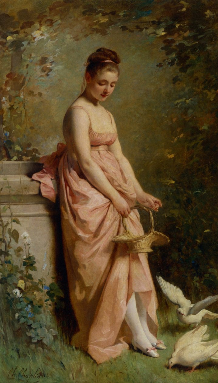 Duiven voeren door Charles Joshua Chaplin