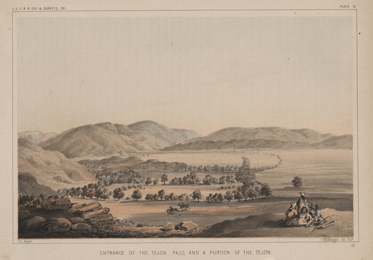 Ingang van de Tejon Pass en een Deel van de Tejon, 1856 door Charles Koppel