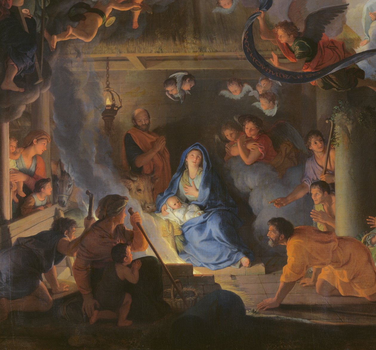 Aanbidding van de herders (detail) door Charles Le Brun