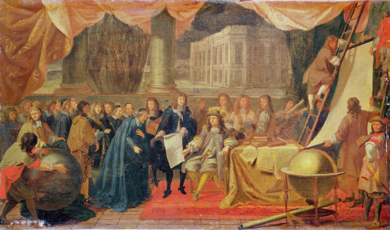 Studie voor De Oprichting van de Academie der Wetenschappen in 1666 en de Stichting van het Observatorium in 1667 door Charles Le Brun