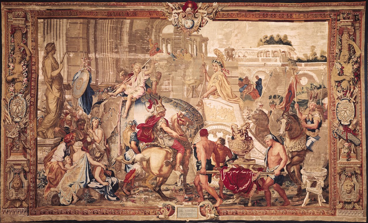 De Intocht van Alexander III (356-323 v.Chr.) de Grote in Babylon, Gobelins Werkplaats door Charles Le Brun