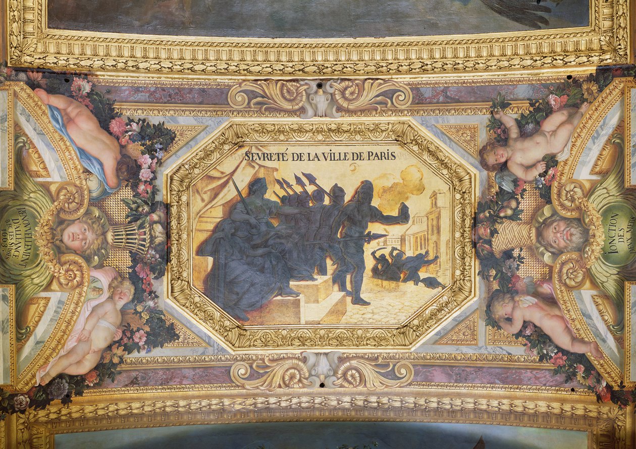 Het Verzet van Parijs, plafondschildering uit de Galerie des Glaces door Charles Le Brun