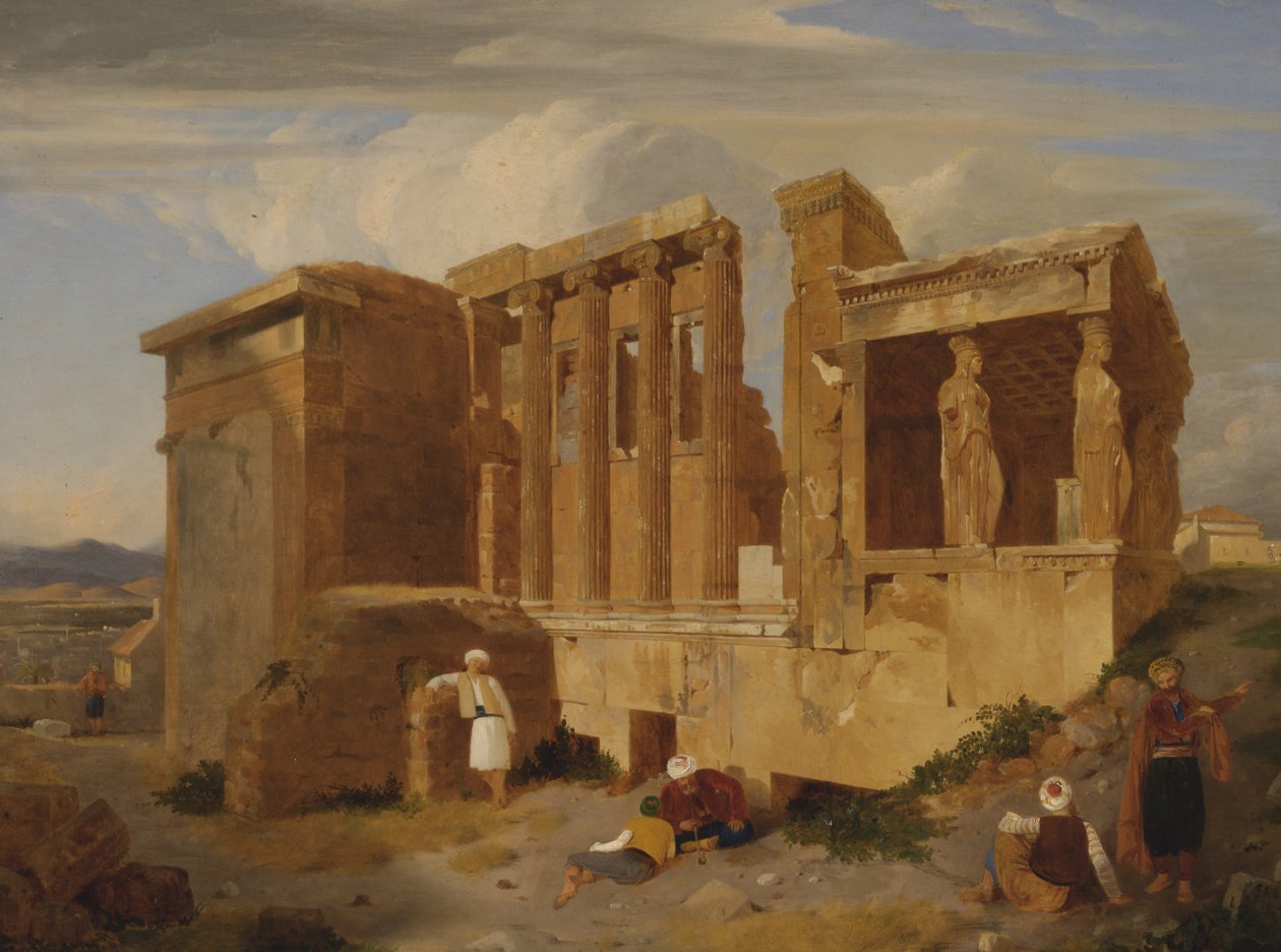Het Erechtheion, Athene, met figuren op de voorgrond door Charles Lock Eastlake