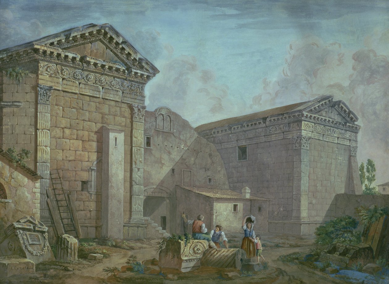 Tempel van Augustus, Pola, Istrië door Charles Louis Clerisseau