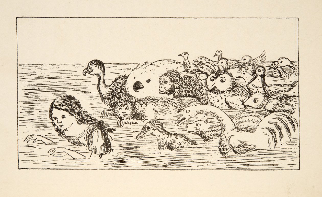 Alice zwemt in de Poel van Tranen, illustratie uit Alice