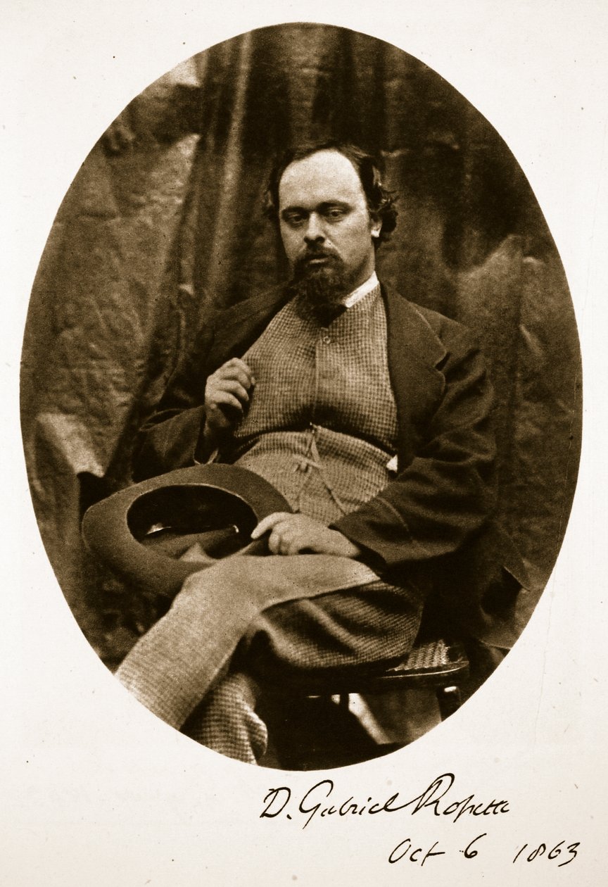 Dante Gabriel Rossetti, 6 oktober 1863 (sepia foto) door Charles Lutwidge Dodgson