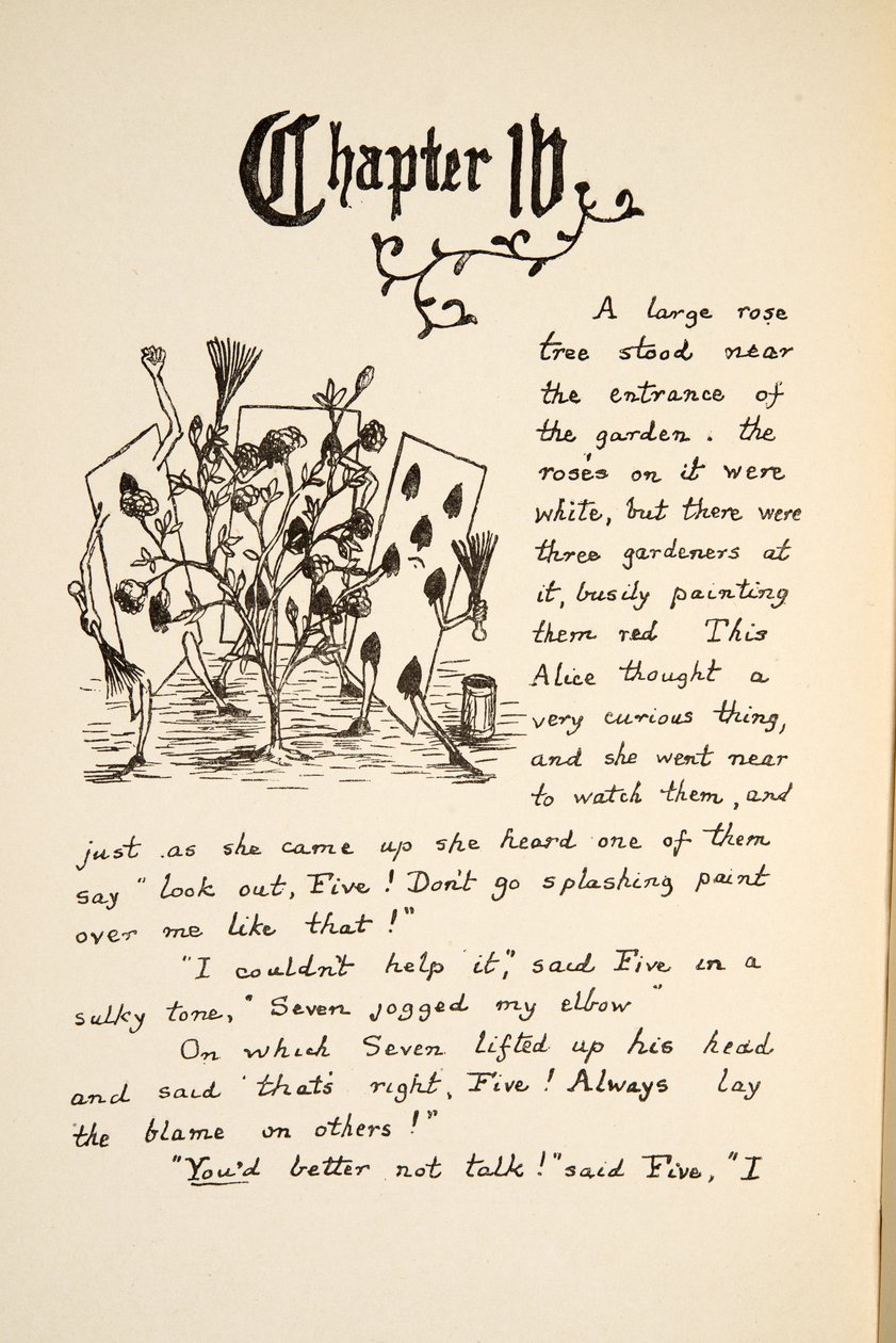 Kaarten schilderen de Witte Roos Rood, illustratie uit Alice