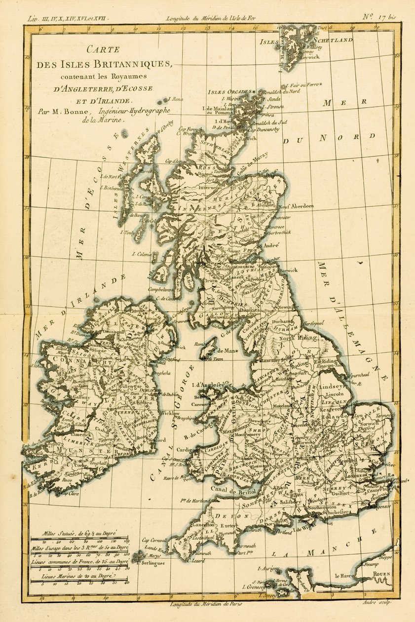 De Britse eilanden, inclusief de koninkrijken Engeland, Schotland en Ierland, uit 