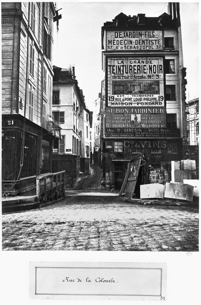 Rue de la Colombe, Parijs, 1858-78 door Charles Marville
