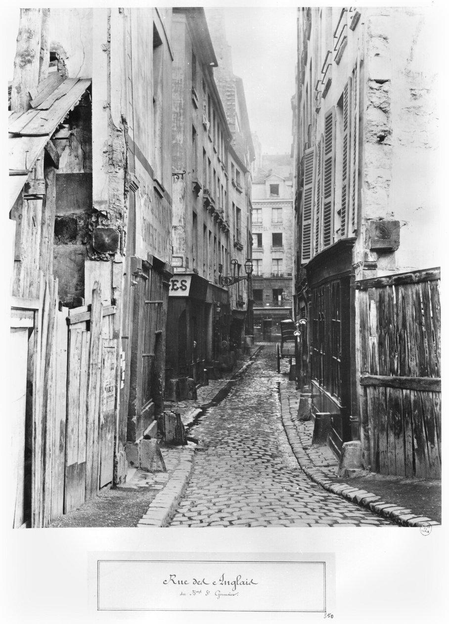 Rue des Anglais, vanaf Boulevard Saint-Germain, Parijs, 1858-78 door Charles Marville