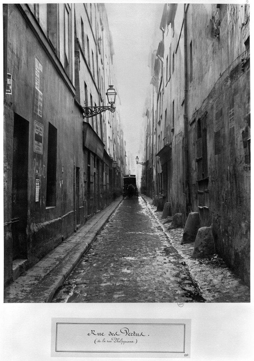 Rue des Vertus, vanaf rue Phelippeaux, Parijs door Charles Marville
