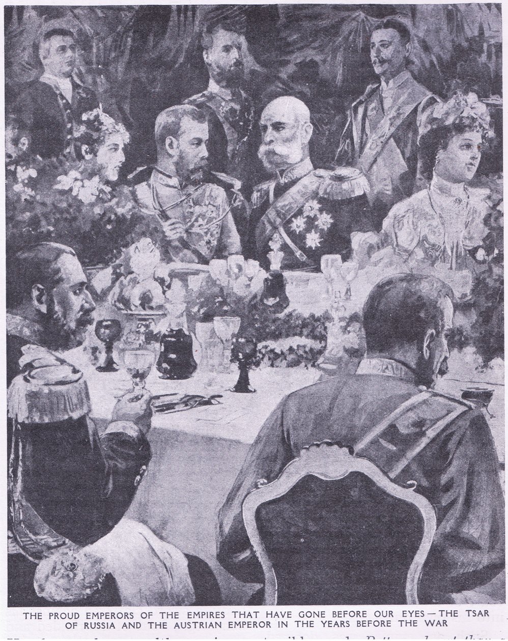 Tsaar van Rusland en de Oostenrijkse keizer op een banket voor de oorlog door Charles Mills Sheldon