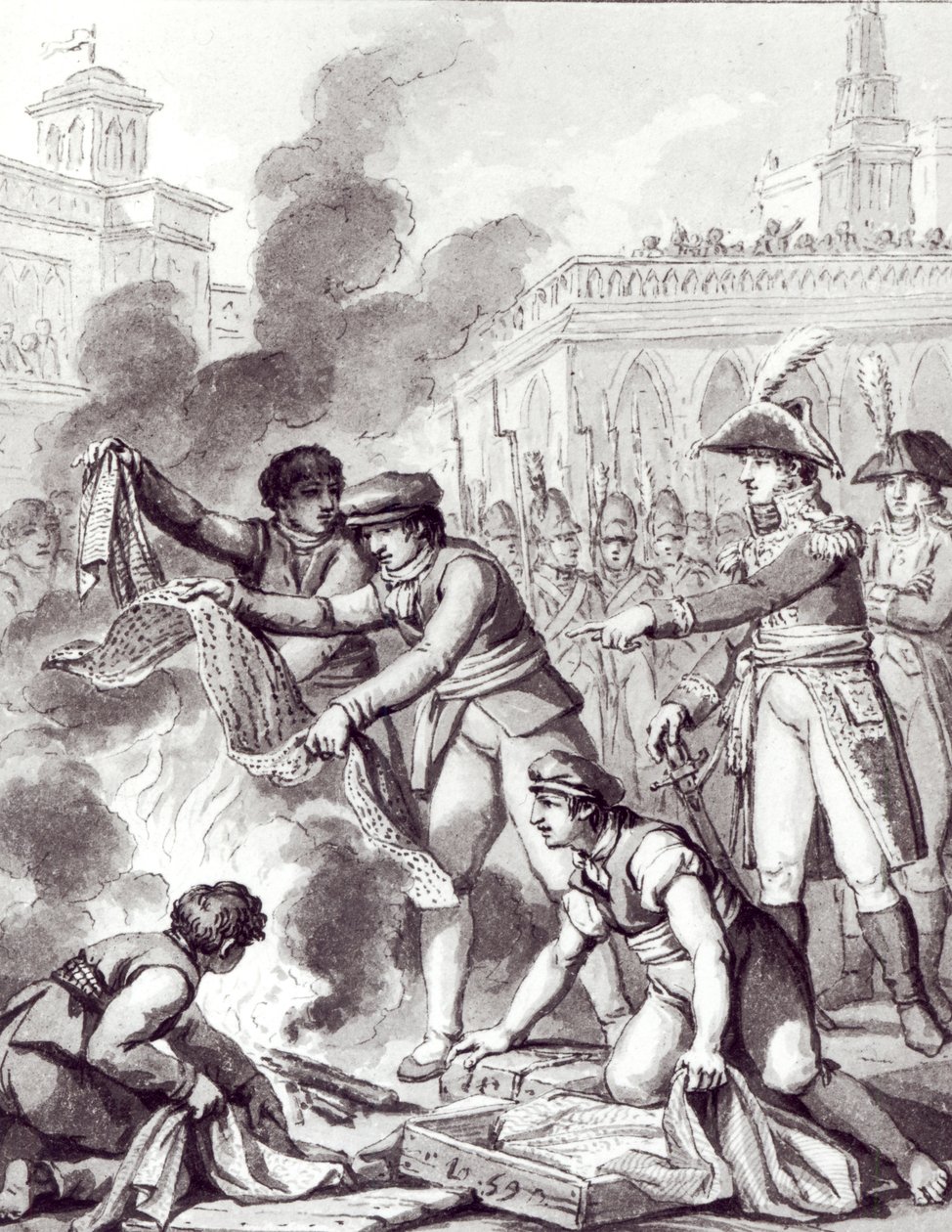 Engelse goederen verbrand in Amsterdam door Charles Monnet