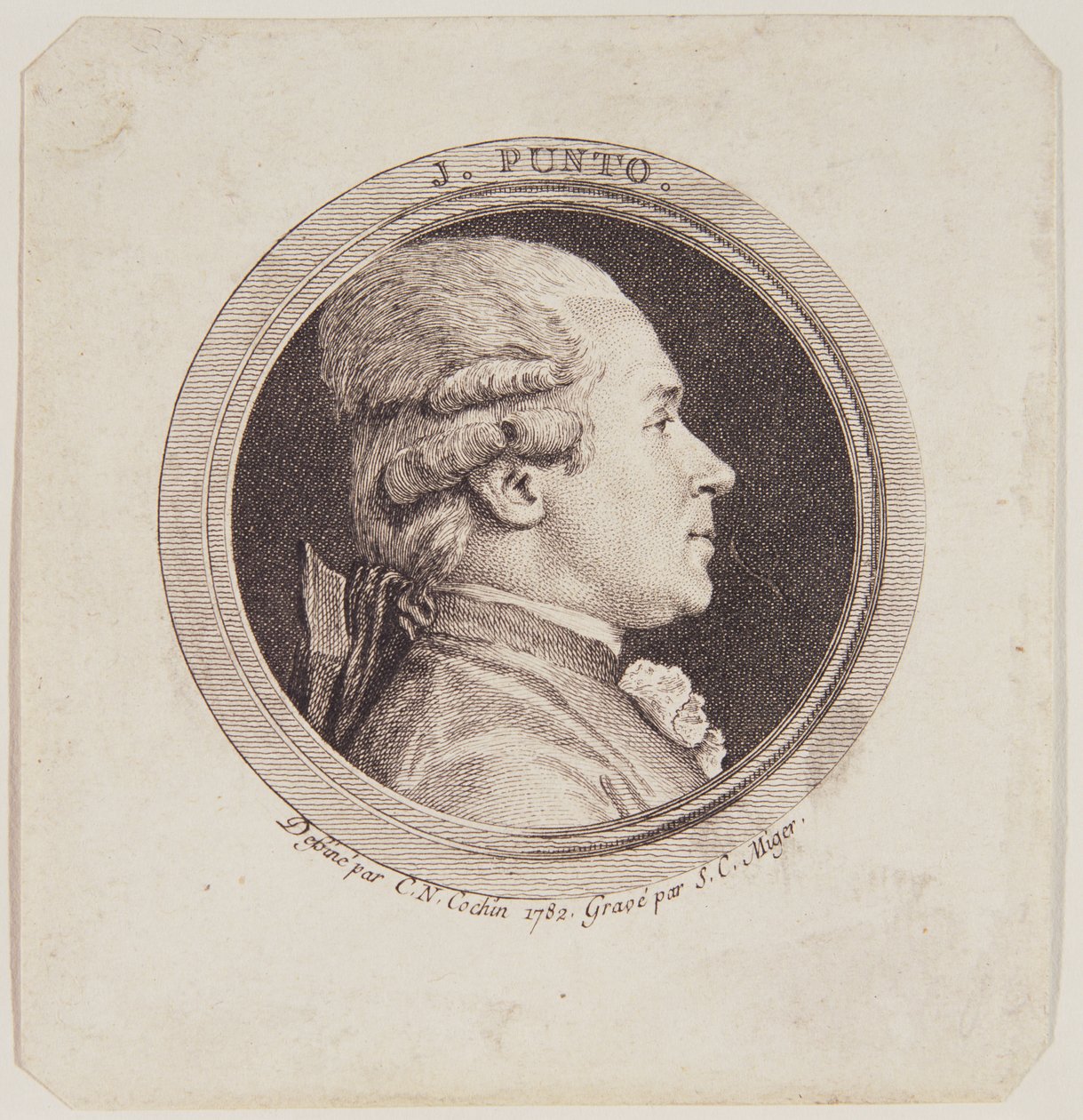 Portret van Giovanni Punto (1746-1803) gegraveerd door Simon Charles Miger (1736-1820) 1782 door Charles Nicolas II Cochin