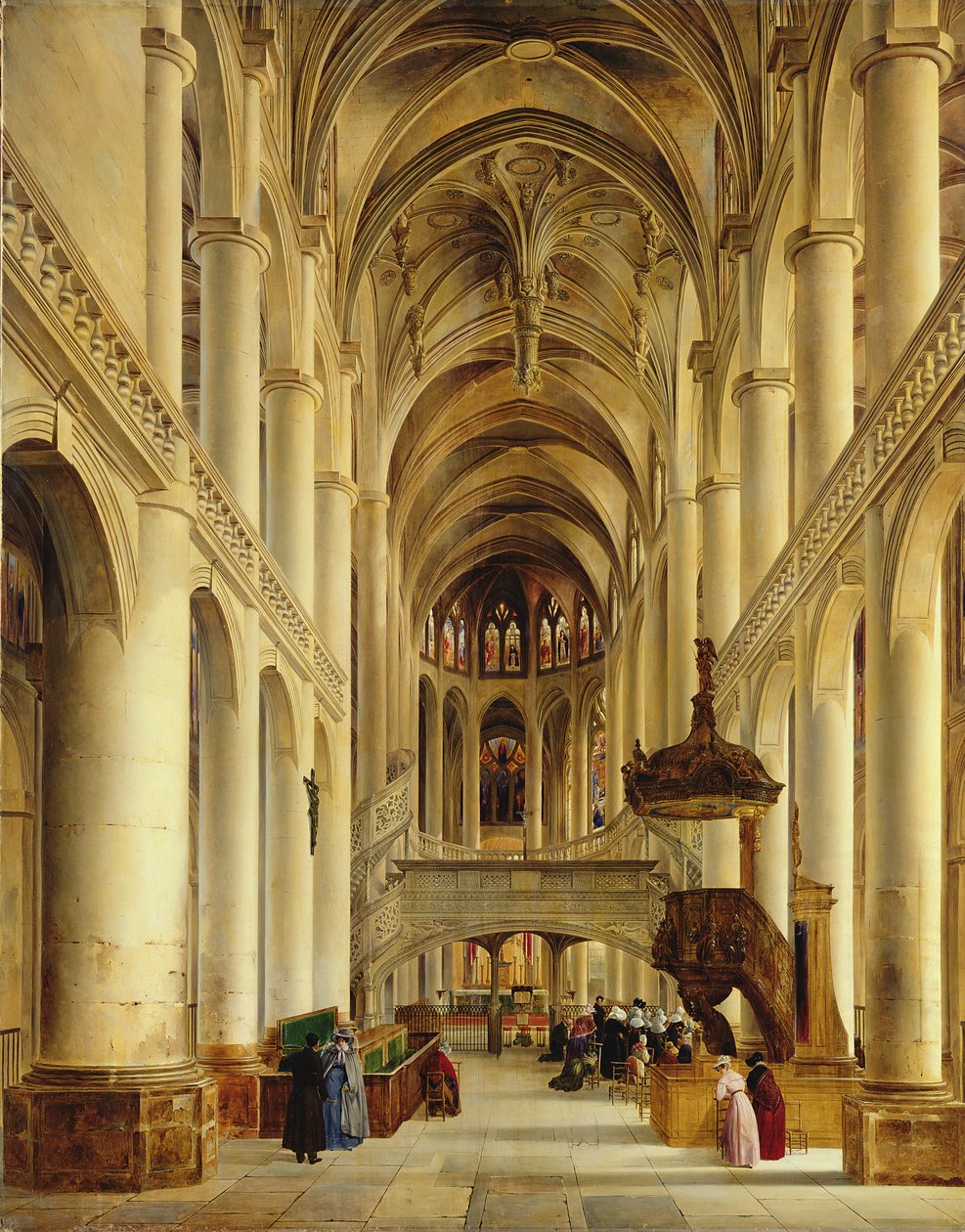 Interieur van de Kerk van Saint-Etienne-du-Mont, Parijs, c.1820 door Charles Renoux