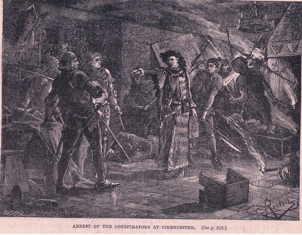 Arrestatie van de samenzweerders in Cirencester AD 1400 door Charles Ricketts