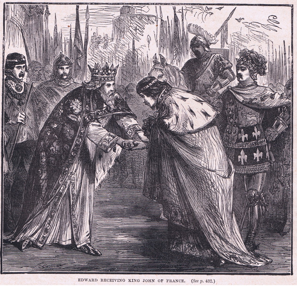 Edward ontvangt Koning Jan van Frankrijk AD 1357 door Charles Ricketts
