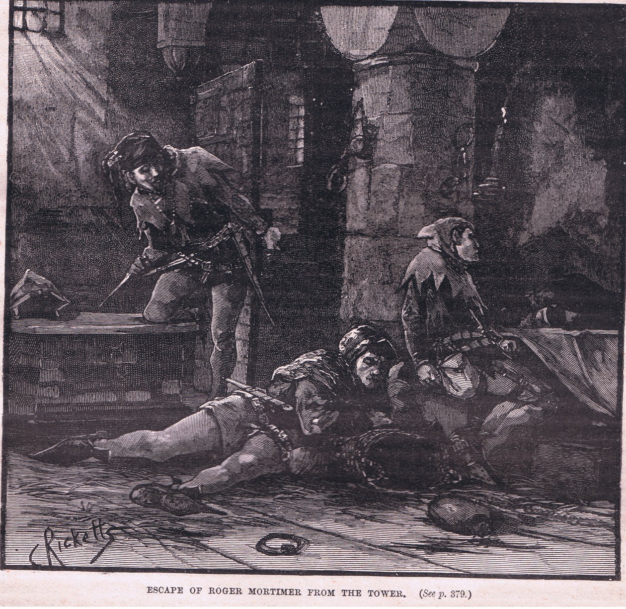 De ontsnapping van Roger Mortimer uit de Tower AD 1323 door Charles Ricketts