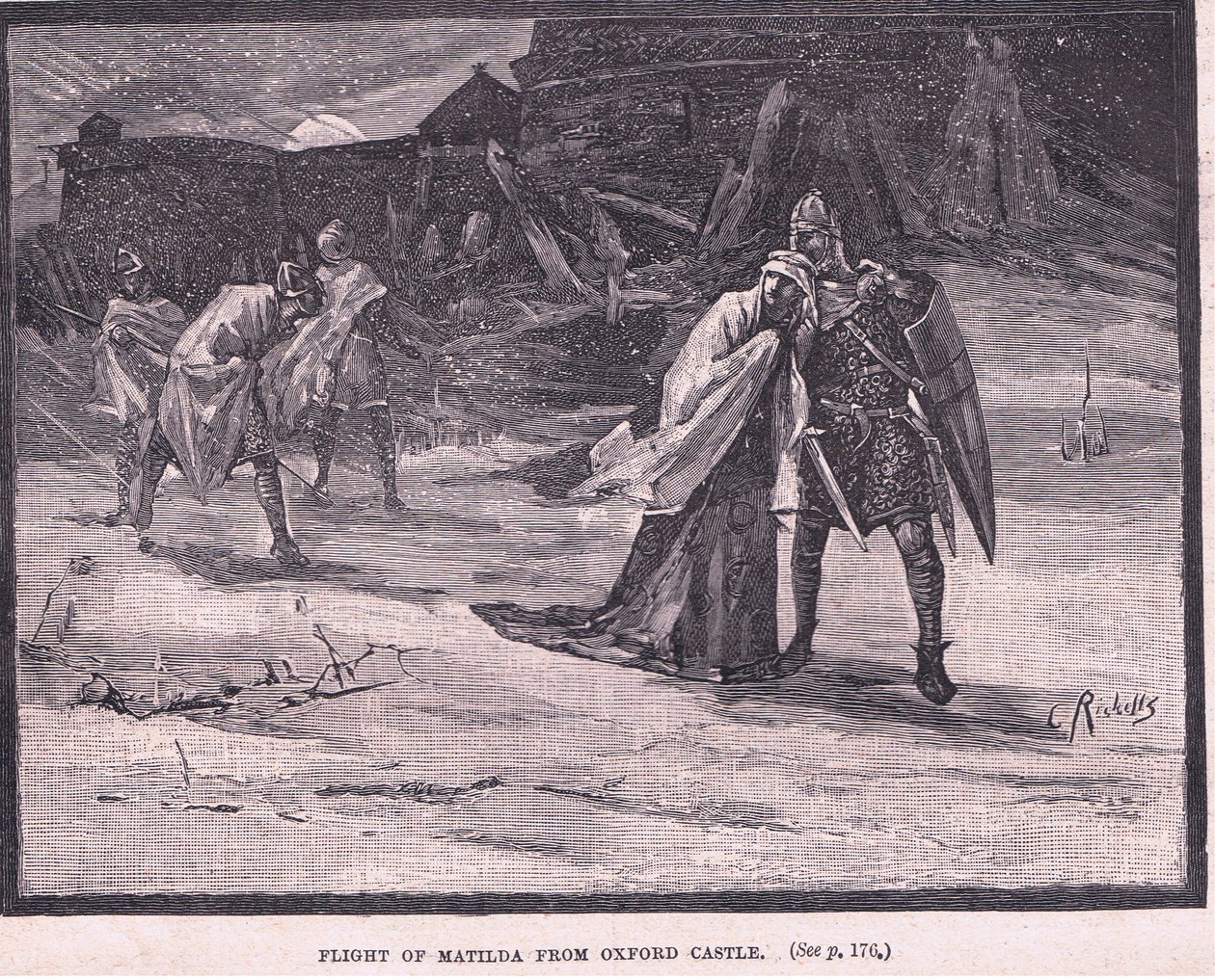 Vlucht van Matilda uit Oxford Castle AD 1142 door Charles Ricketts