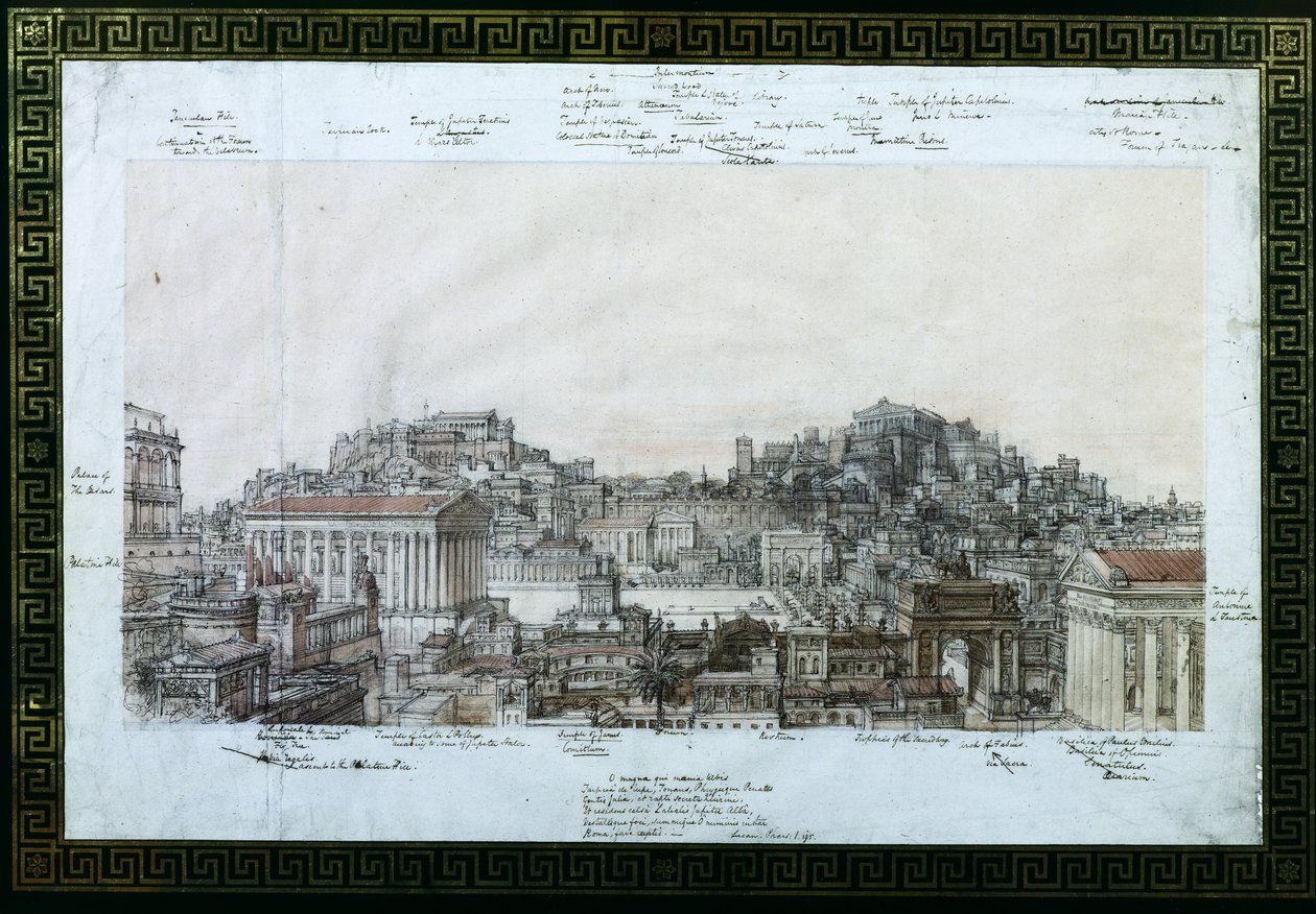 De reconstructie van het oude Rome ten tijde van de Antonijnen, c.1819