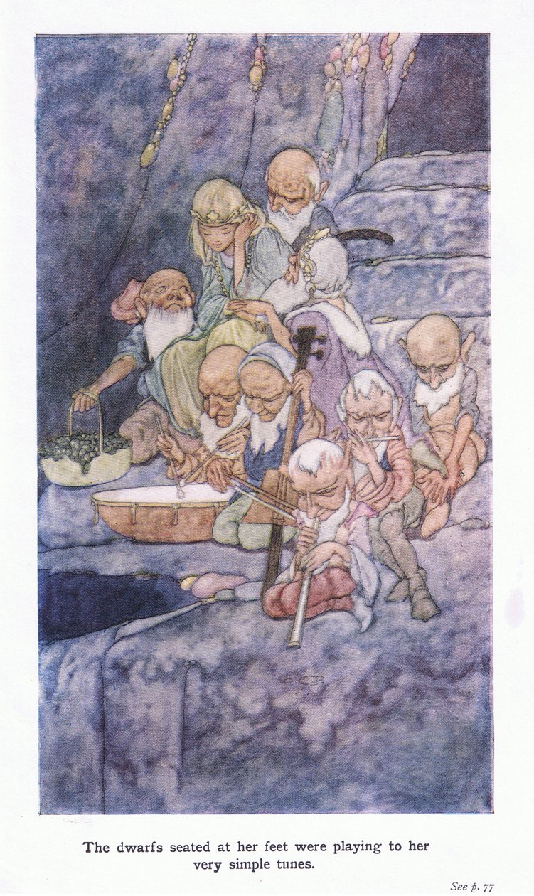 De dwergen die aan haar voeten zaten, speelden voor haar heel eenvoudige deuntjes door Charles Robinson