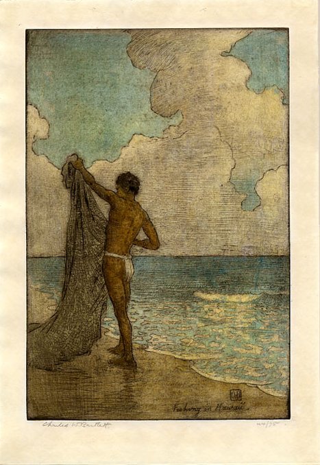 Vissen in Hawaï door Charles William Bartlett