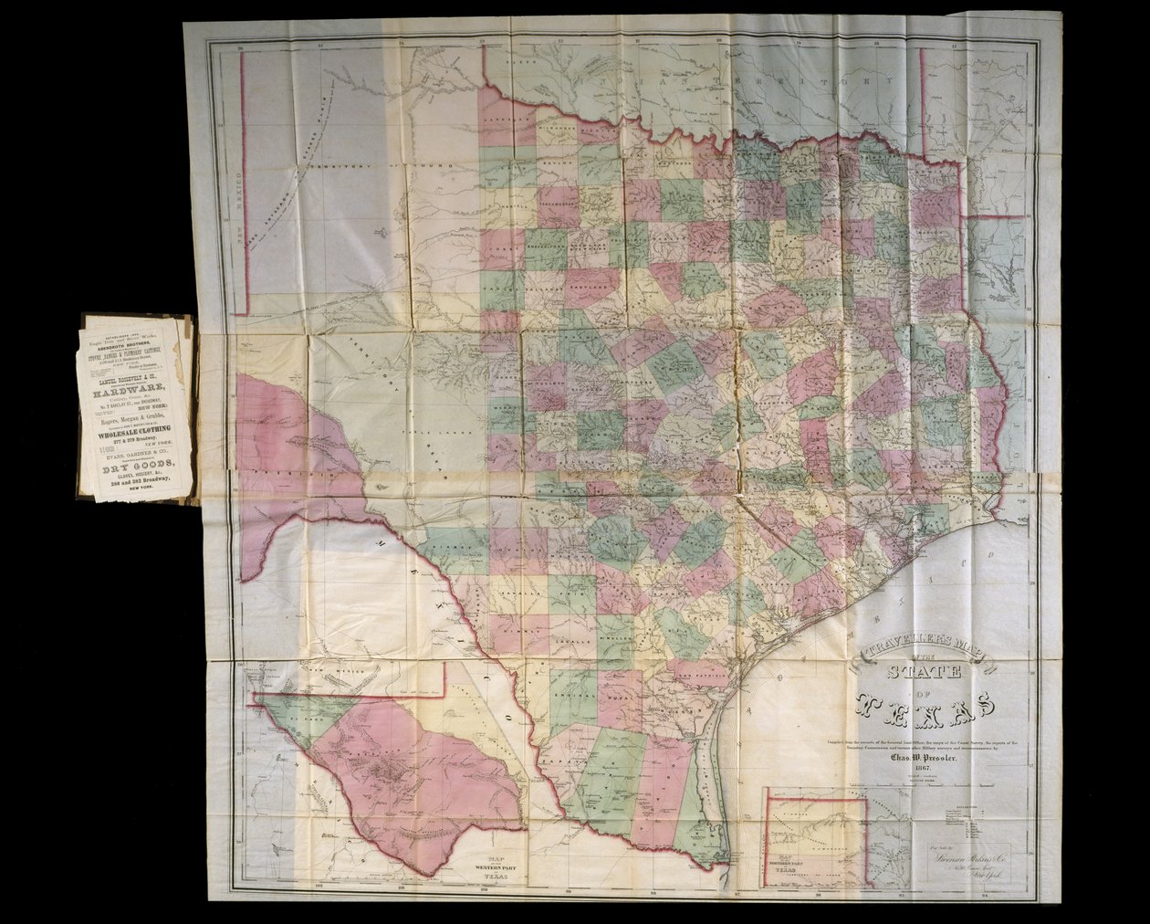 Presslers Kaart van Texas door Charles W. Pressler