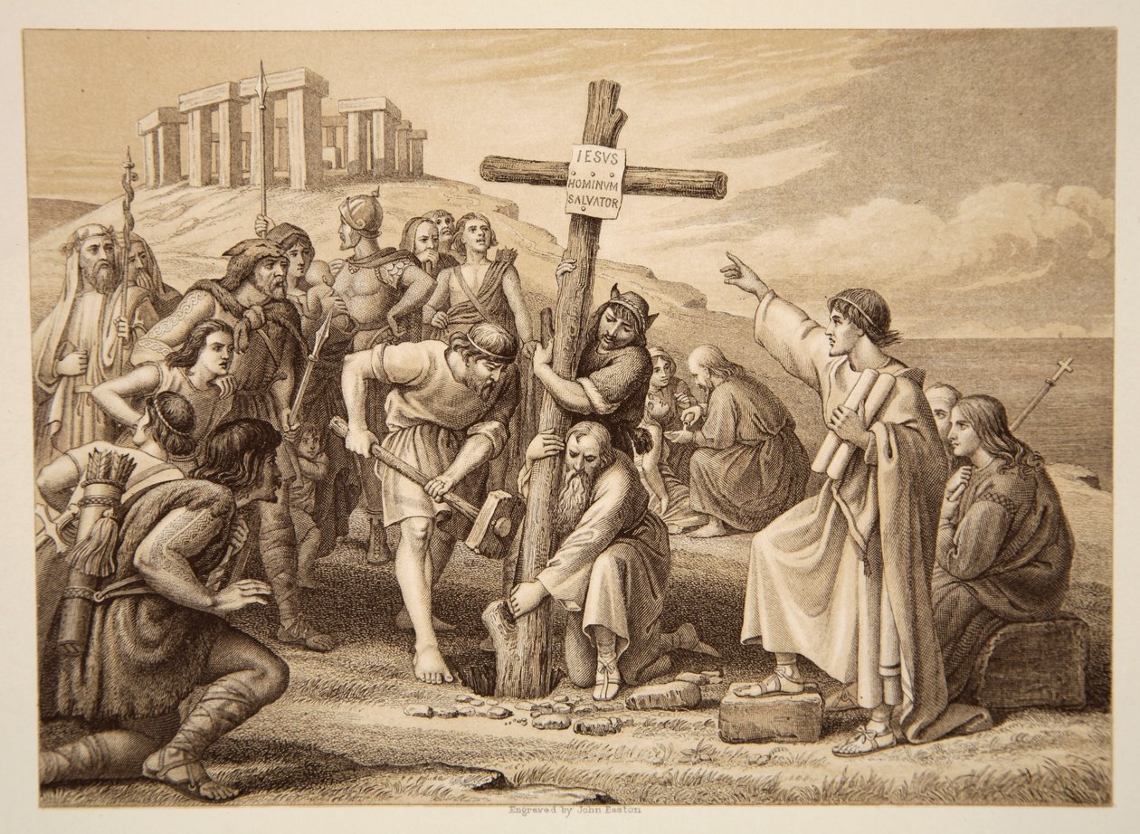 De eerste prediking van het christendom in Groot-Brittannië door Charles West Cope