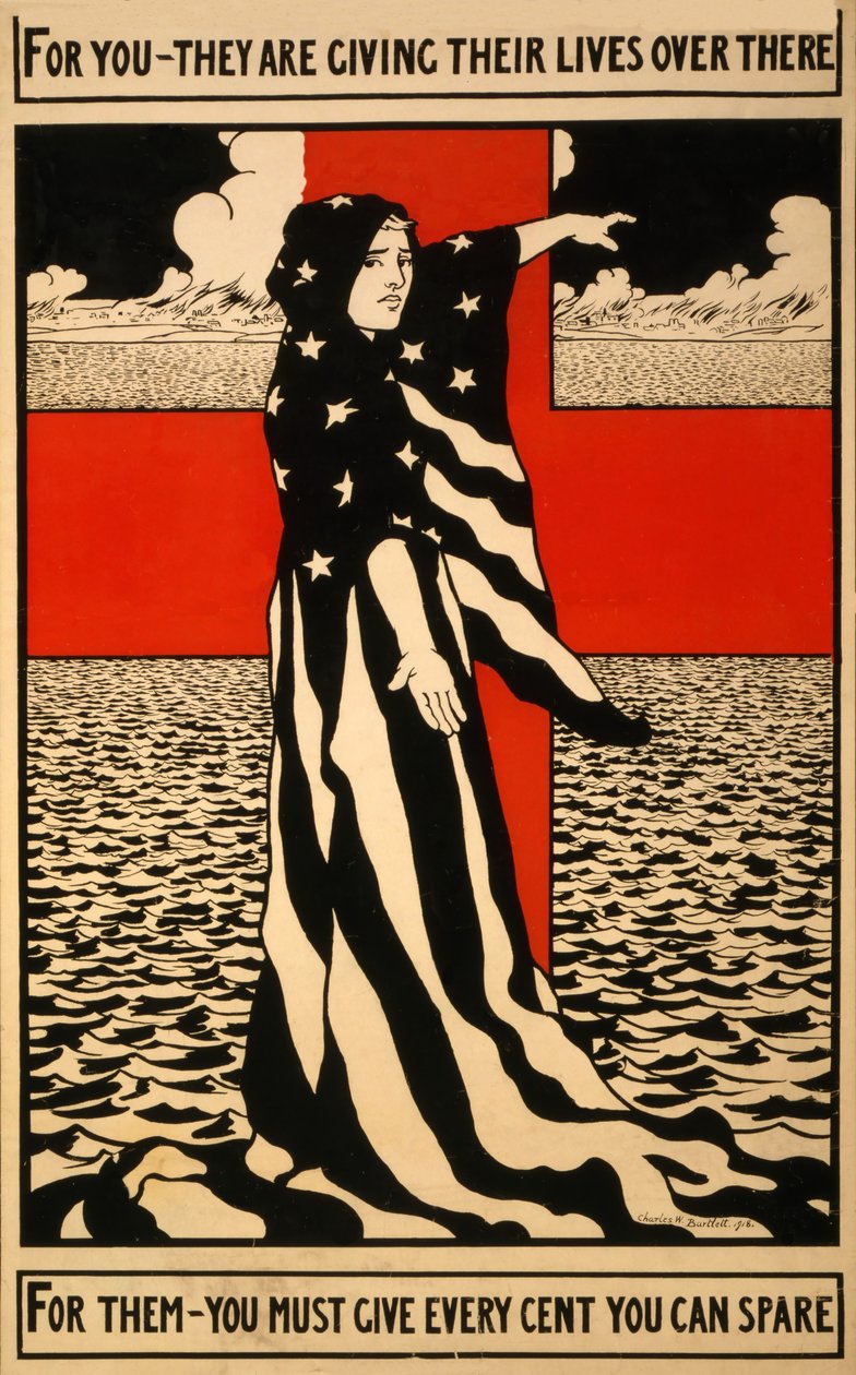 Fondsenwervingsposter voor het Rode Kruis, pub. 1918 door Charles William Bartlett