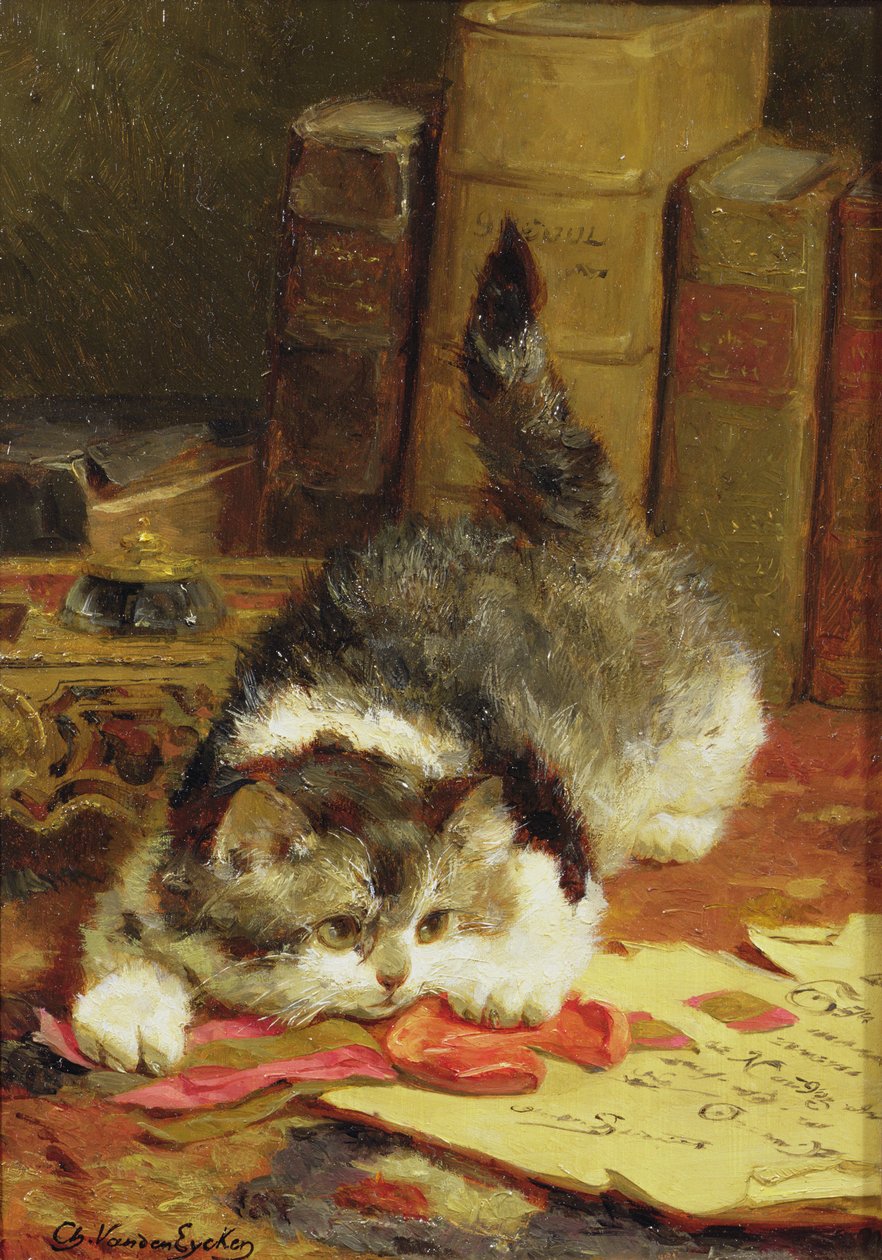 Besluipende kat door Charles van den Eycken