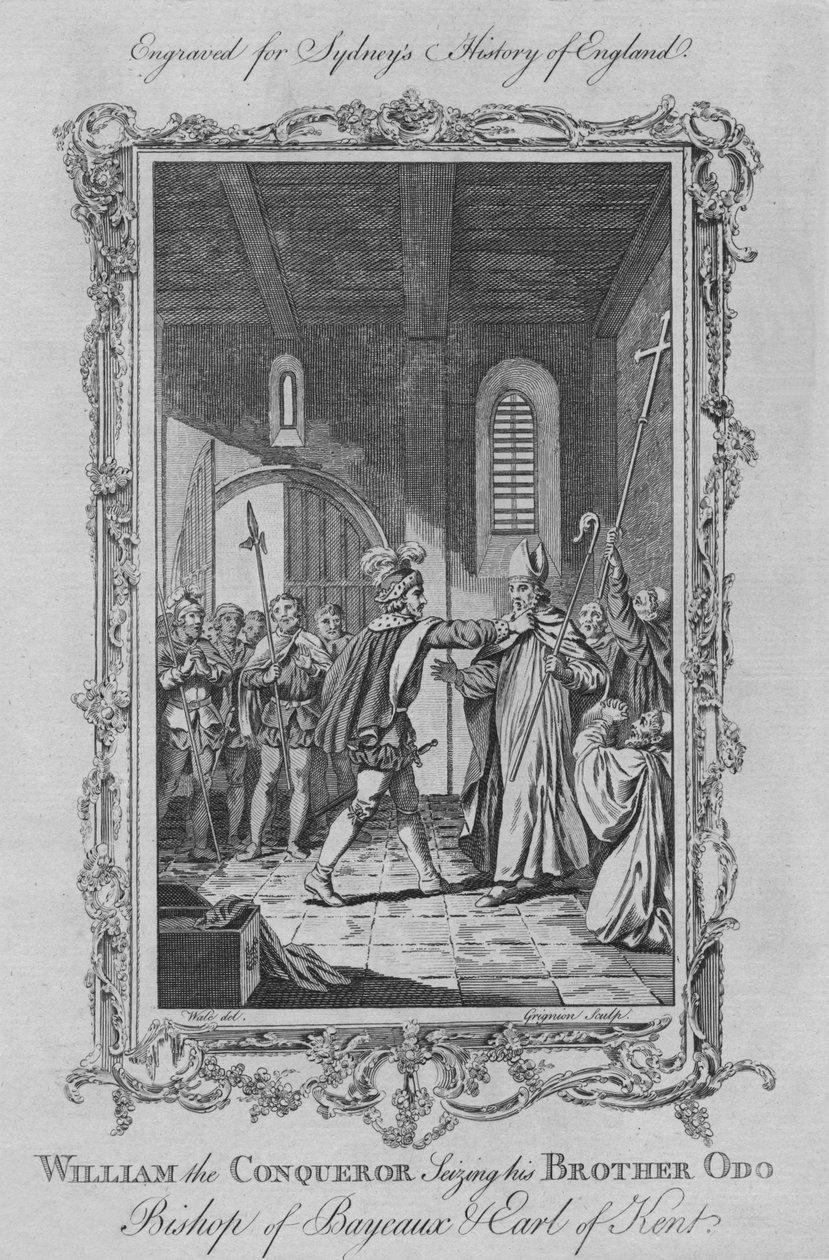 Willem de Veroveraar grijpt zijn broer Odo, bisschop van Bayeux en graaf van Kent, 1773 door Charles,C Grignion,Charles Grignion the Elder. Charles Grignion,Grignion