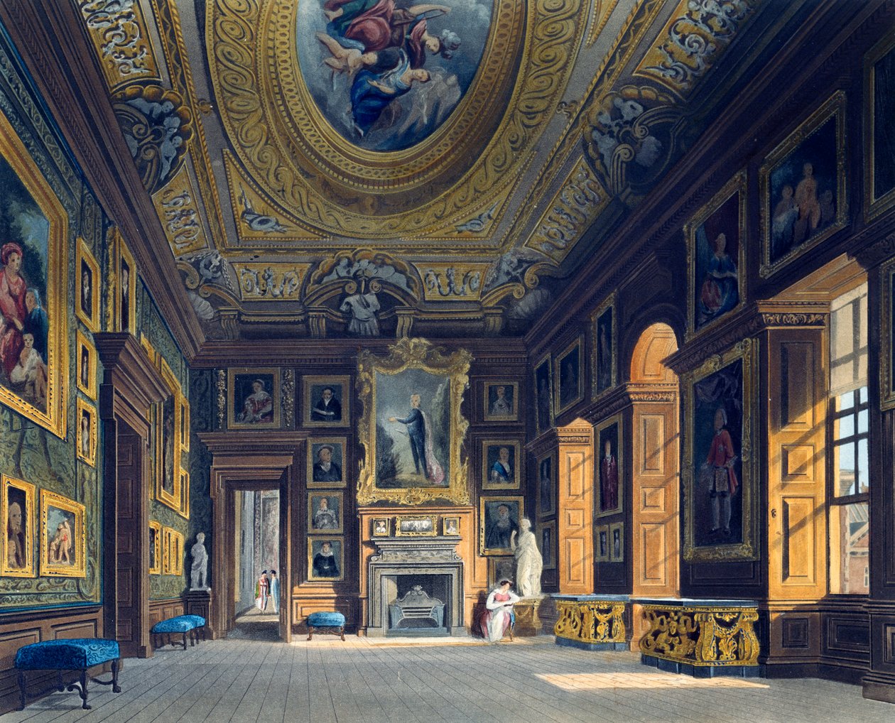 Salon van Koningin Caroline, uit De Geschiedenis van de Koninklijke Residenties door Charles (after) Wild