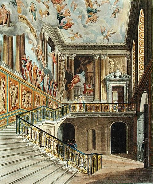 De grote trap in Hampton Court Palace uit Pyne