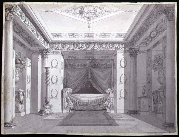 Ontwerp voor een Empire-slaapkamer, c.1810 door Charles (attr. to) Percier