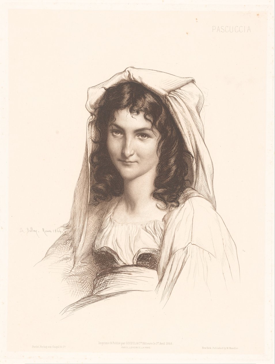Portret van een Italiaanse vrouw door Charles Alphonse Paul Bellay