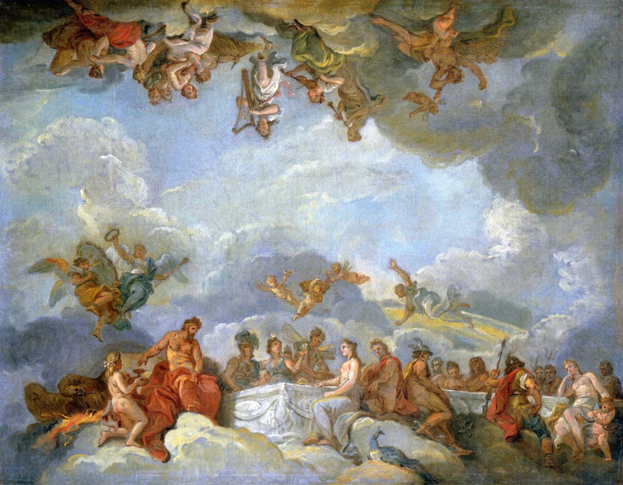 De introductie van Ganymedes op Olympus - olieverfschets door Charles Amedee Philippe van Loo
