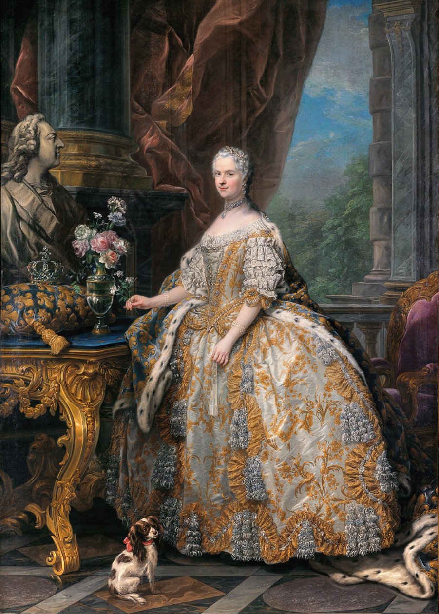 French: Marie Leszczinska, reine de France (1703-1768) Marie Leszczinska, Queen of France (1703-1768) door Charles-André van Loo