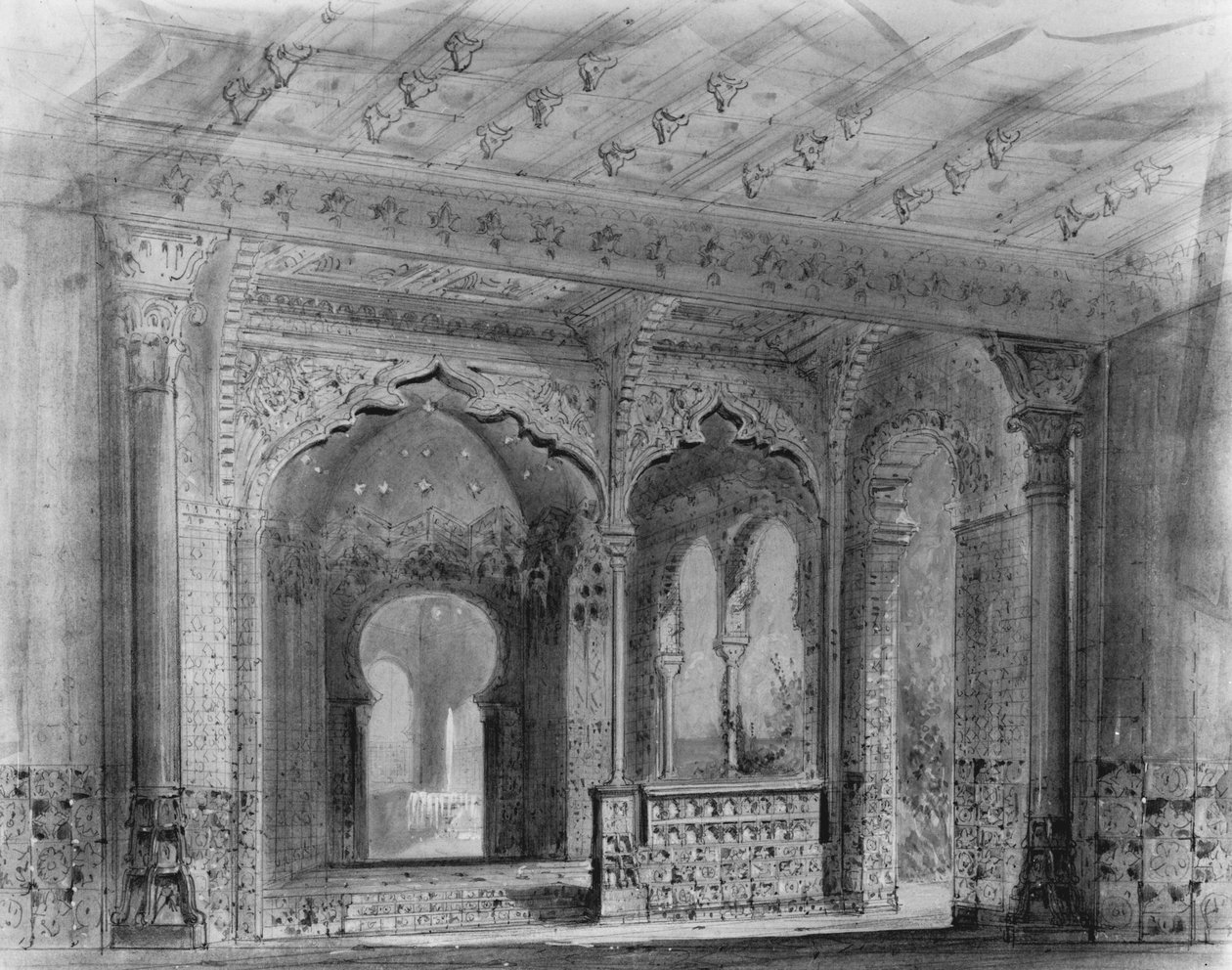 Toneelontwerp voor Le Corsaire door Adolphe Adam (1803-56) door Charles Antoine Cambon