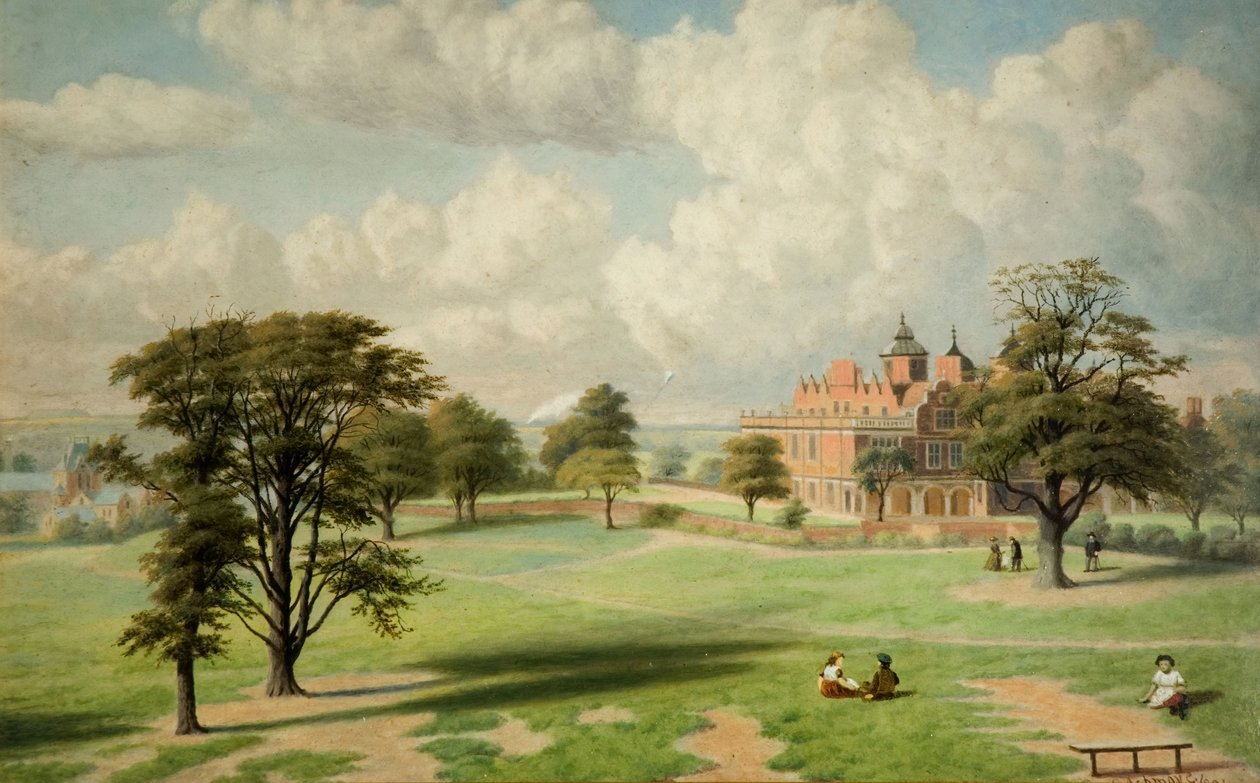 Aston Hall vanuit het park, 1891 door Charles Ashmore