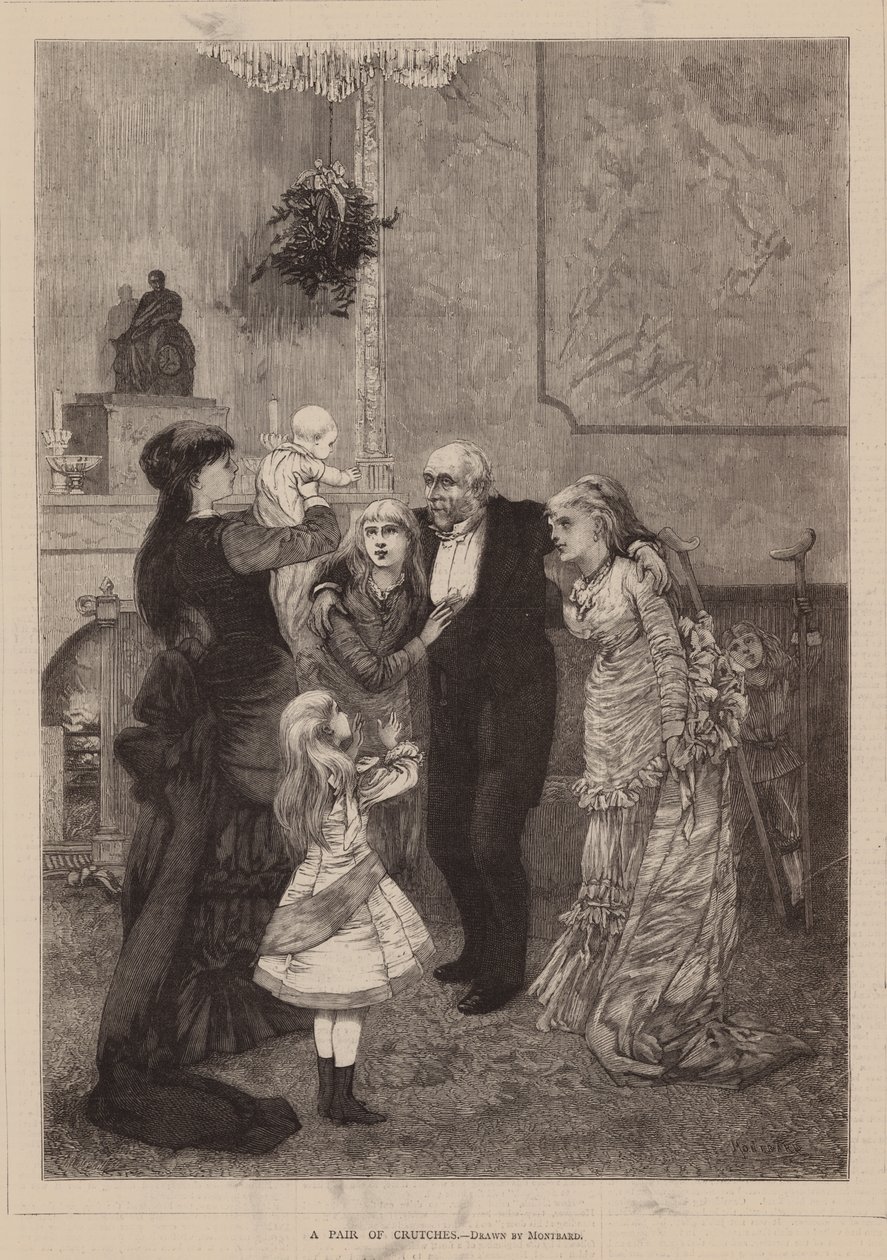 Een paar krukken (gravure) door Charles Auguste (1841-1905) (after) Loye