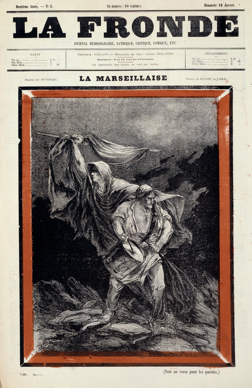 La marseillaise tekening verschenen in de krant la fronde door Charles Auguste Loye